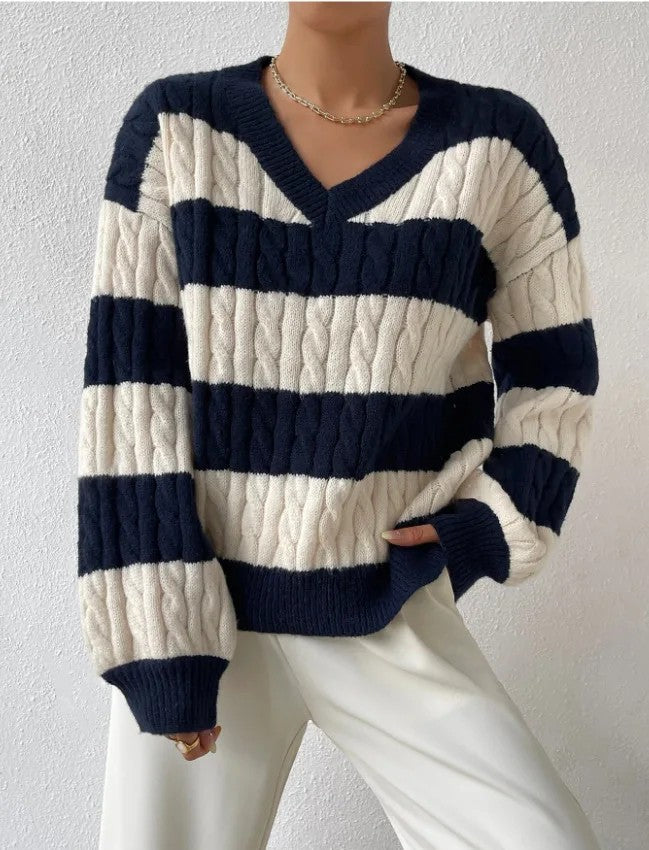Purple Knit Crew Neck Sweater