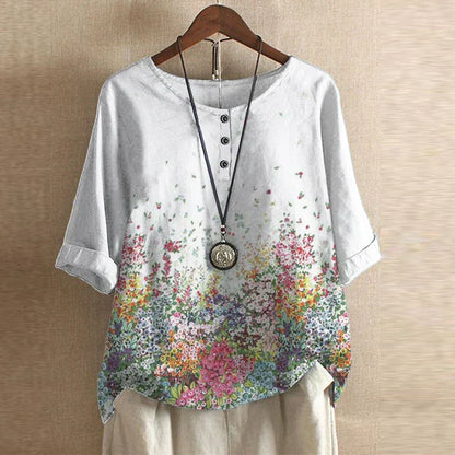 Casual Short Sleeve Women's Button Blouse