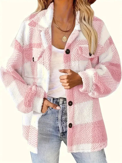 Warm Checked Fleece Coat