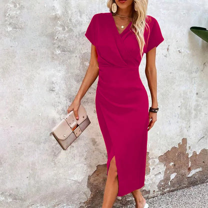 Comfy Short Sleeve V Neck Summer Dress for Women