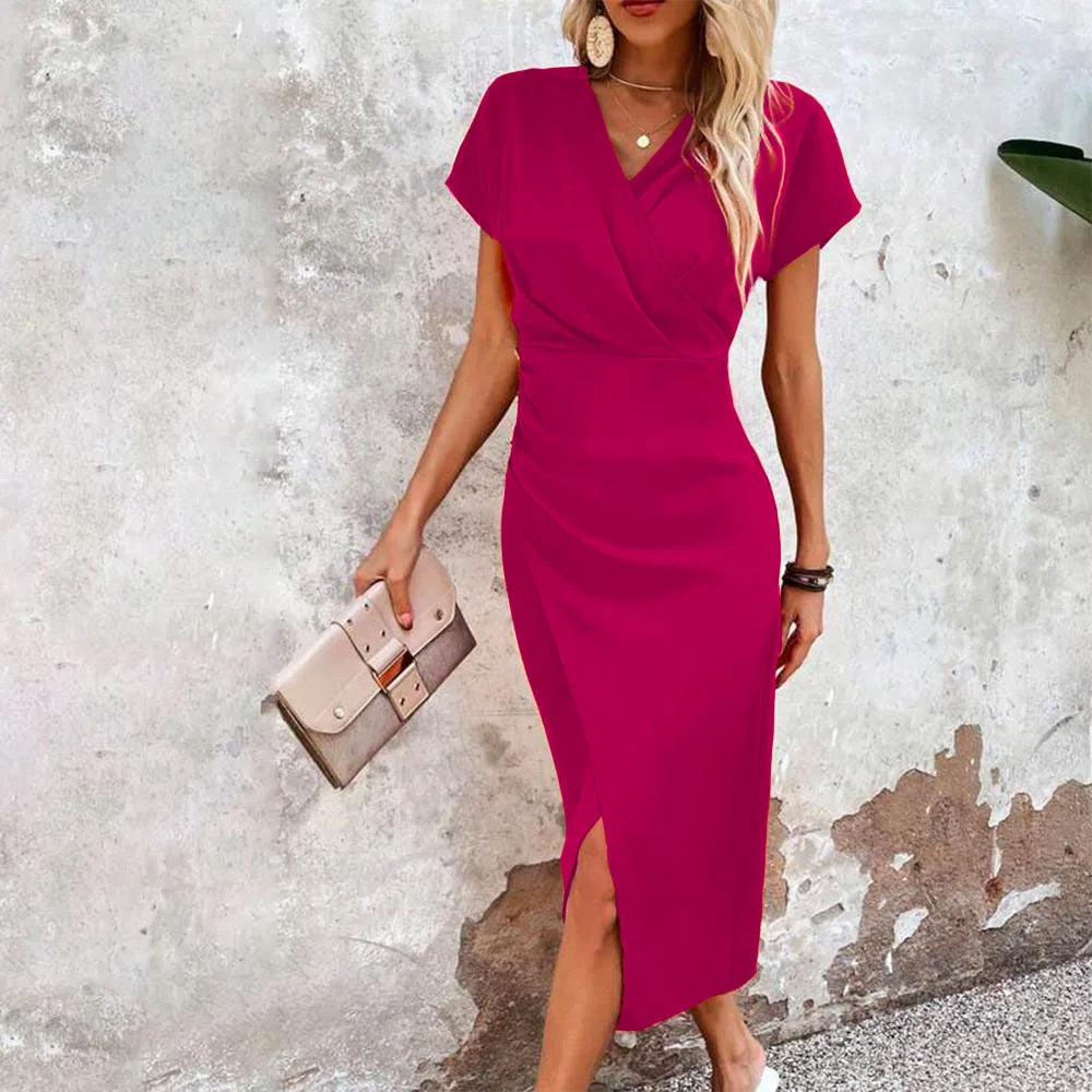 Simple V Neck Summer Mini Dress for Women