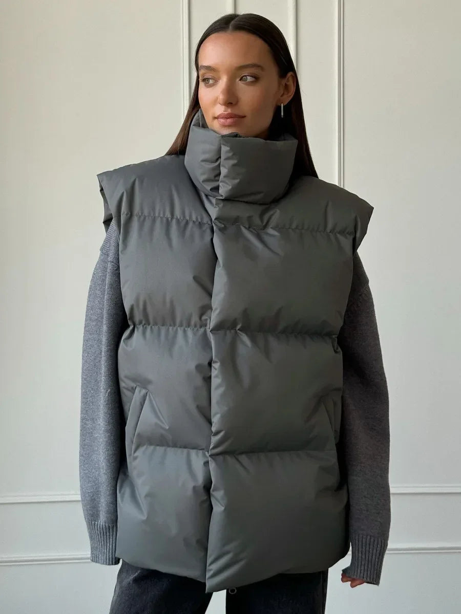 Warm Women's Padded Vest with Zip Front