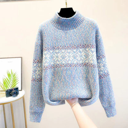 Cozy Winter Snowflake Pullover Sweater - Olytrend