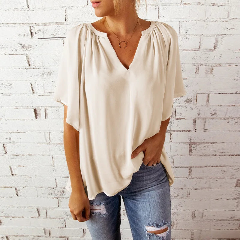 Comfy V Neck Women's Casual Short Sleeve Top