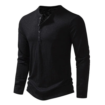 Relaxed Fit Plain Henley Shirt for Men
