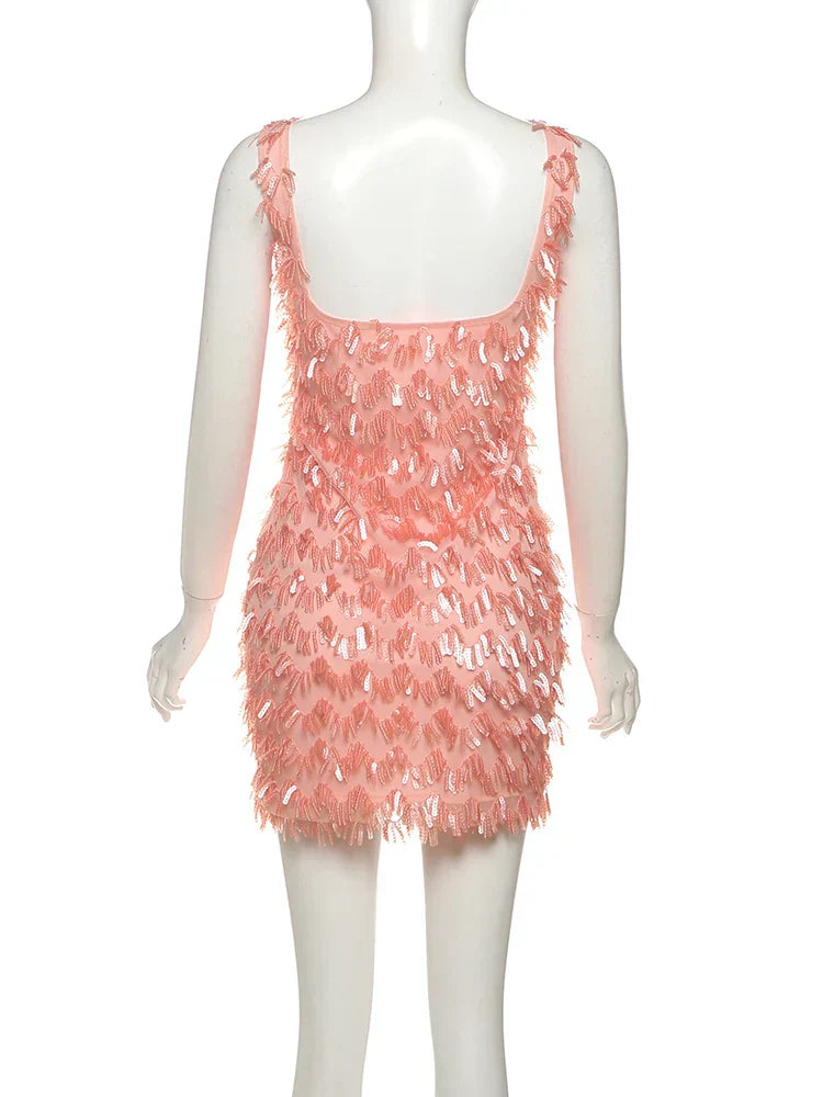 Sexy Feather Trim Party Dress for Women
