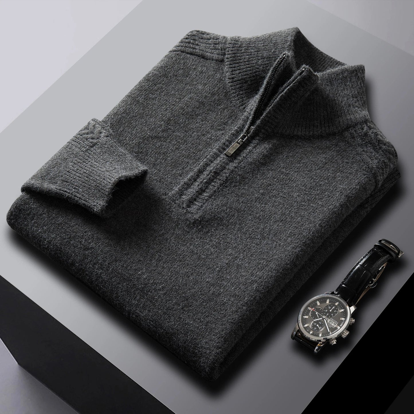 Soft Cable Knit Quarter Zip Men's Sweater
