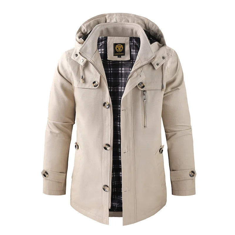Relaxed Fit Hoodie Jacket with Plaid Lining