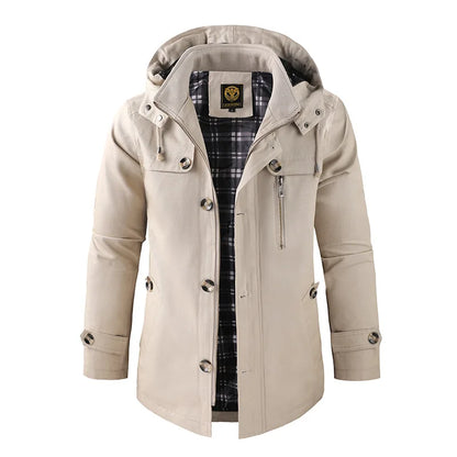 Relaxed Fit Hoodie Jacket with Plaid Lining