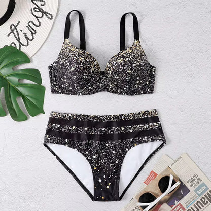 Tropical Floral High Waisted Swimsuit Bikini