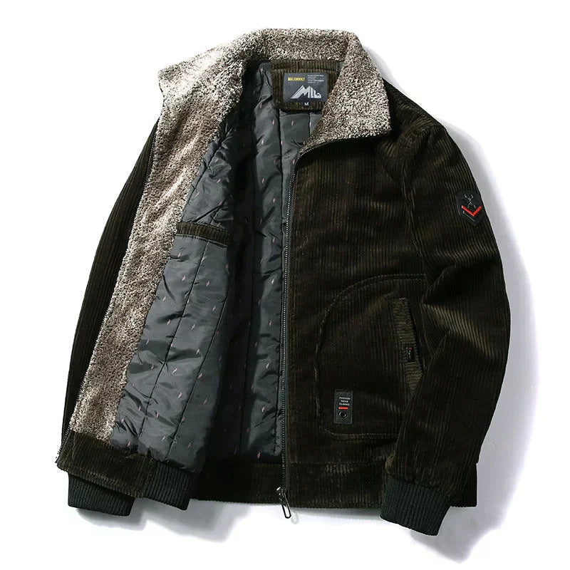Warm Fur Trim Classic Bomber Jacket - Nocini