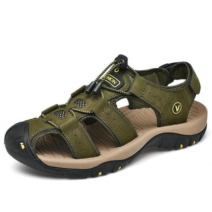 Rugged Men's Genuine Leather Hiking Sandals