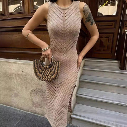 Fitted Women's Mesh Long Sleeve Dress