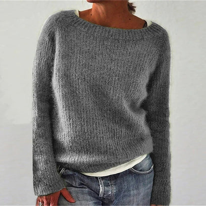 Cozy Women's Thick Cable Knit Crew Neck Sweater
