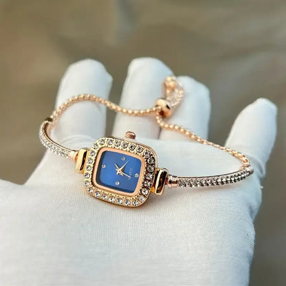 Glamorous Crystal Accent Square Watch with Adjustable Strap