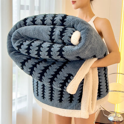 Contemporary Flannel Blanket With Plush Sherpa Fleece