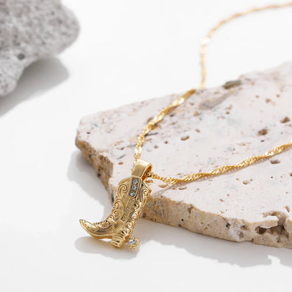 Western Style Boot Pendant Necklace
