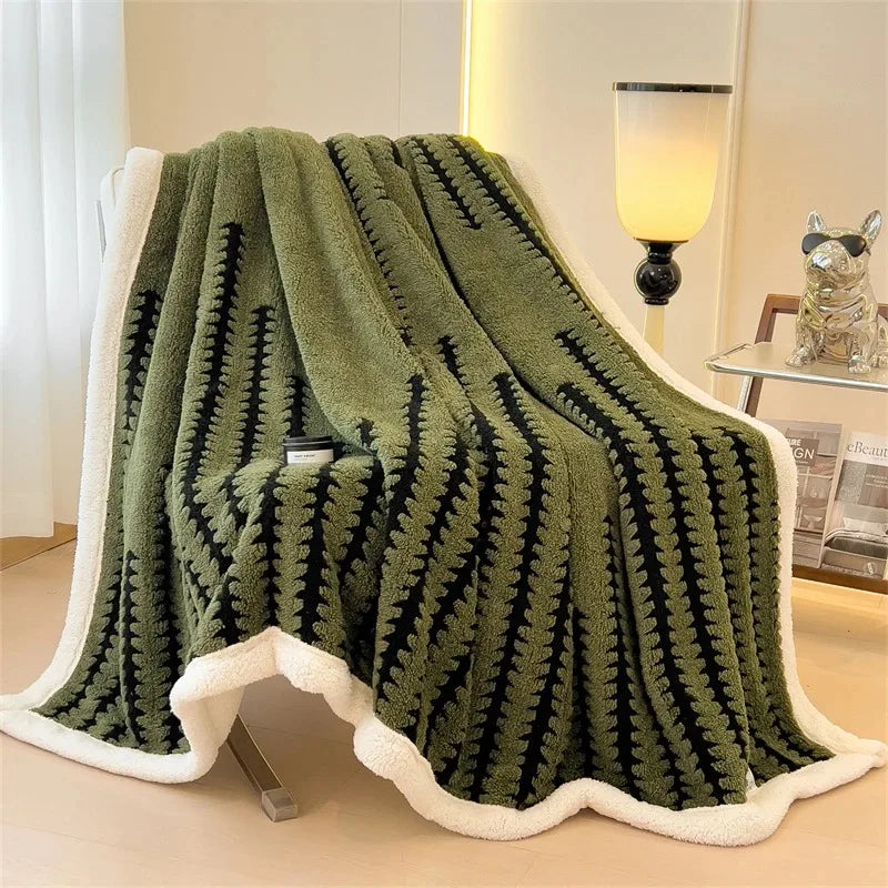 Contemporary Flannel Blanket With Plush Sherpa Fleece