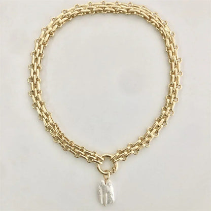 Elegant Pearl Necklace with 14K Gold and Sterling Silver Chain