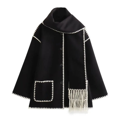 Casual Fit Coat with Scarf, Knee Length Winter Coat - Nocini