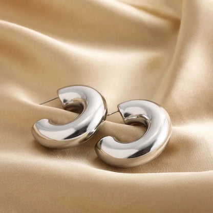 Large Gold Thick Hoop Earrings