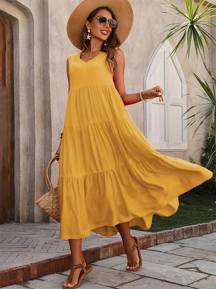 Vibrant Long Sleeve Summer Dress