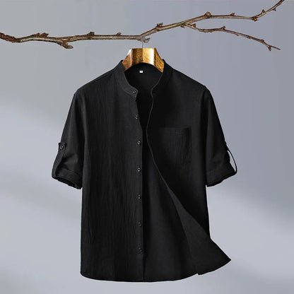 Casual V Neckline Shirt with Rounded Bottom Hem