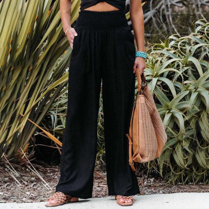Relaxed Fit Women's Wide Leg Elastic Pants