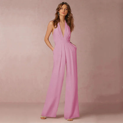 Sleek Low Back Halter Jumpsuit