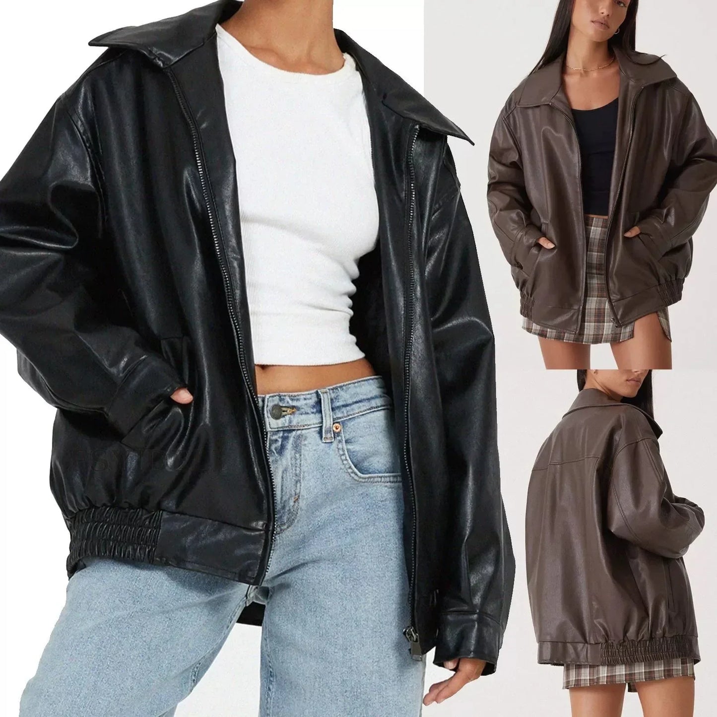 Large Genuine Leather Biker Jacket