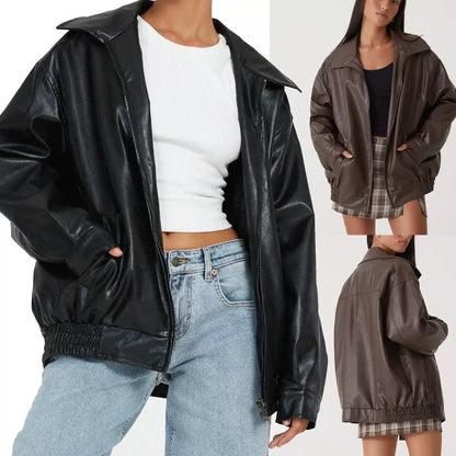 Large Genuine Leather Biker Jacket