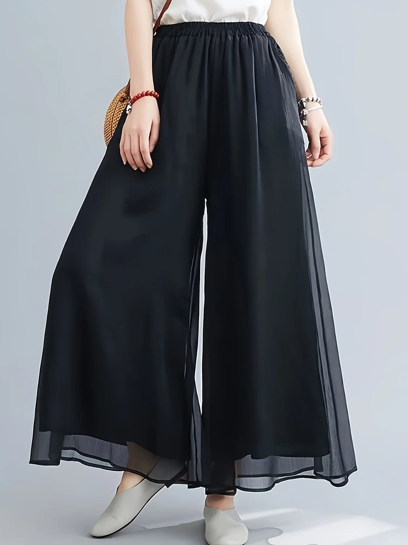 Lightweight See-Through Flowy Pants - Nocini