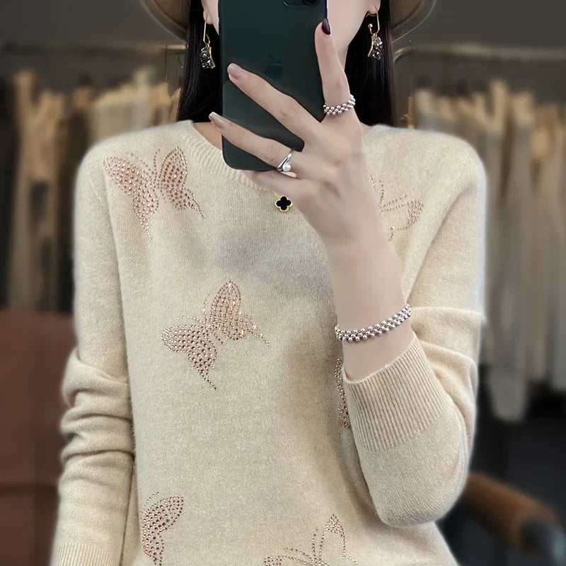 Colorful Floral Crew Neck Sweater - Olytrend