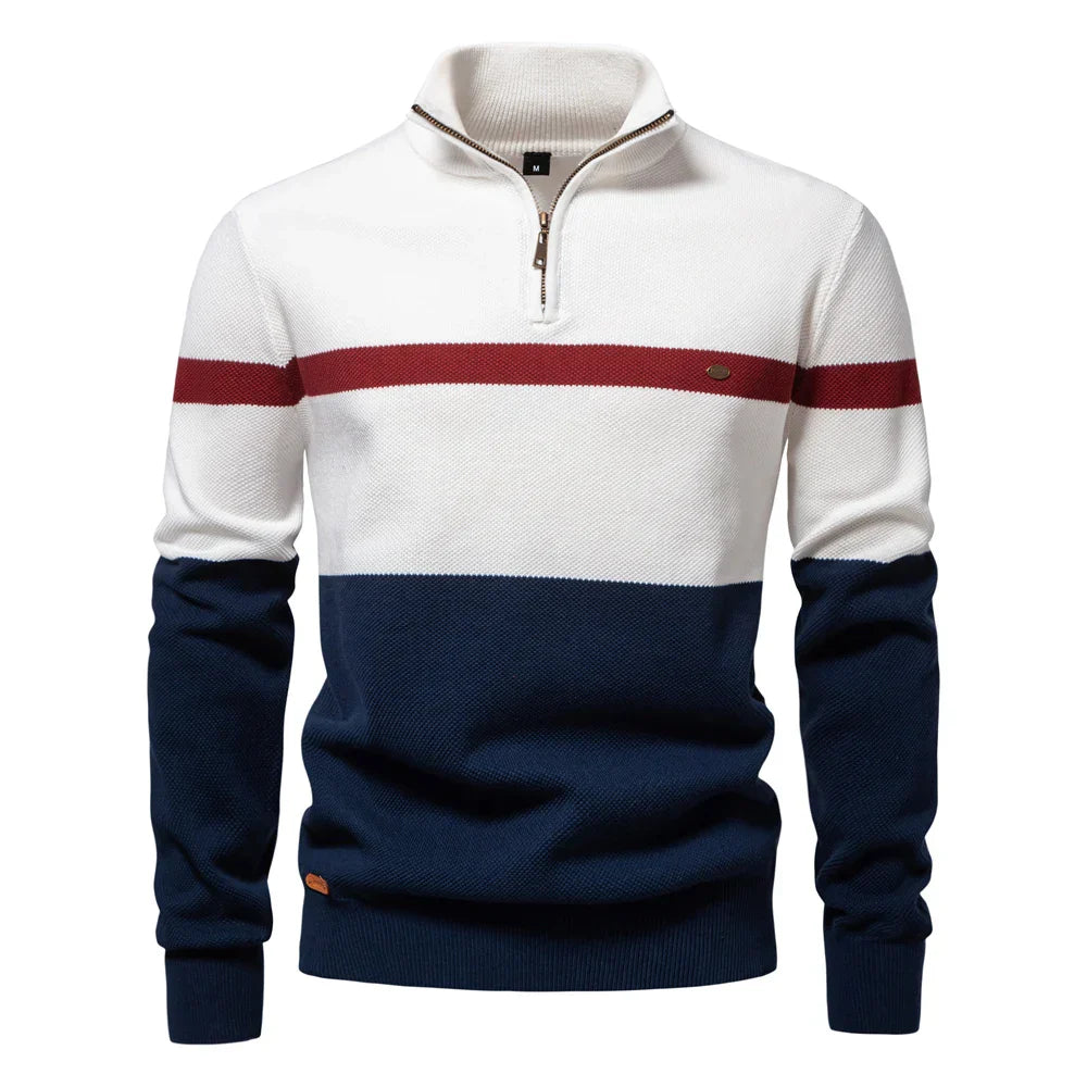 Classic Multicolor Textured Quarter Zip Sweater