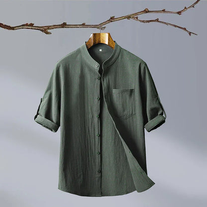 Casual V Neckline Shirt with Rounded Bottom Hem