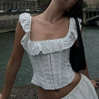Lace Frill Bustier Shirt