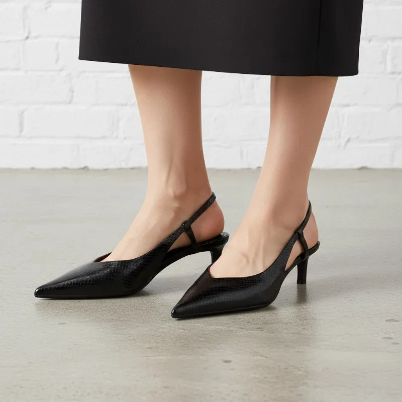Low Heel Python Pumps
