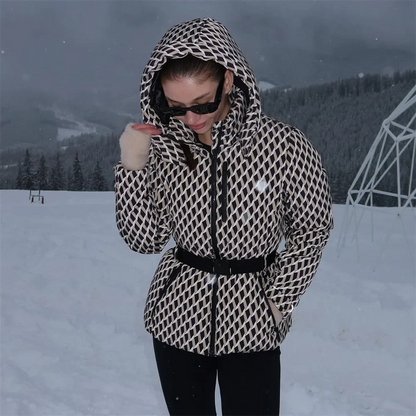 Warm Women's Puffer Coat with Adjustable Waist Belt