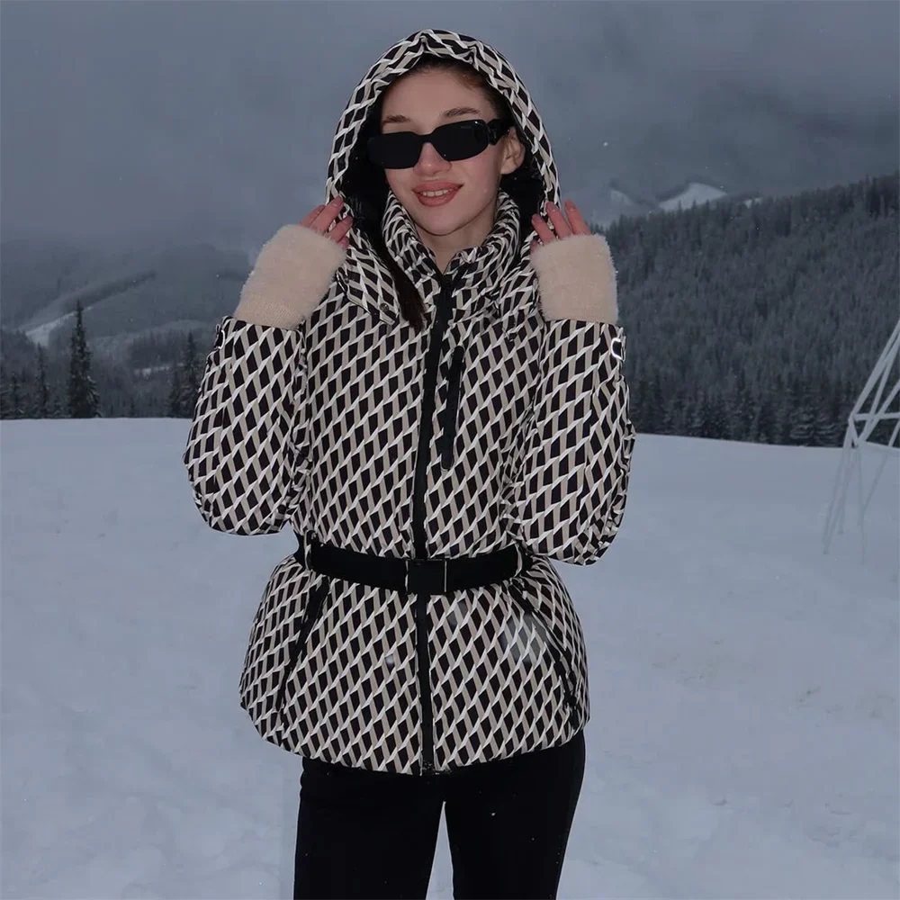 Warm Women's Puffer Coat with Adjustable Waist Belt
