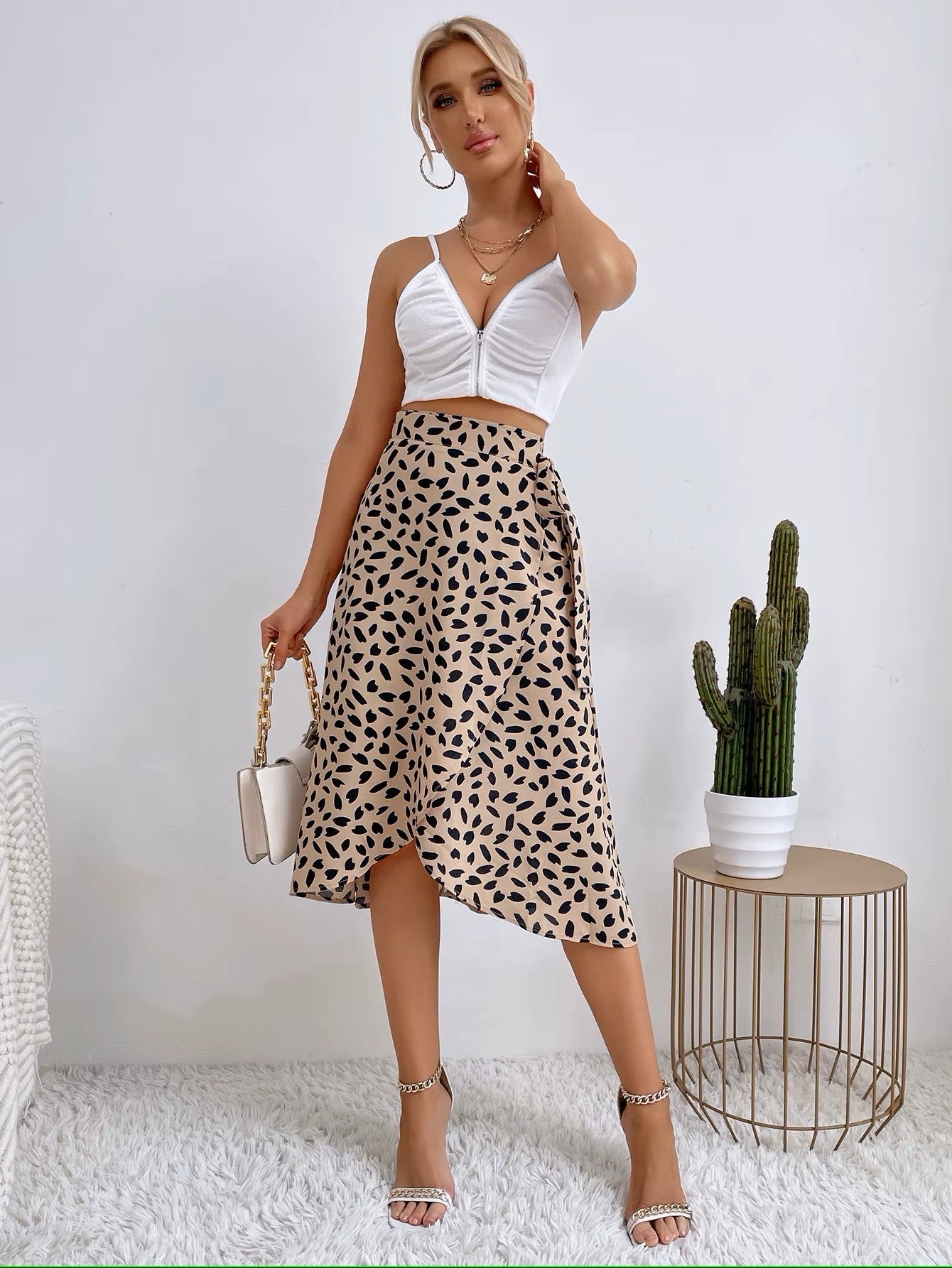 Elegant Knee Length Wrap Skirt