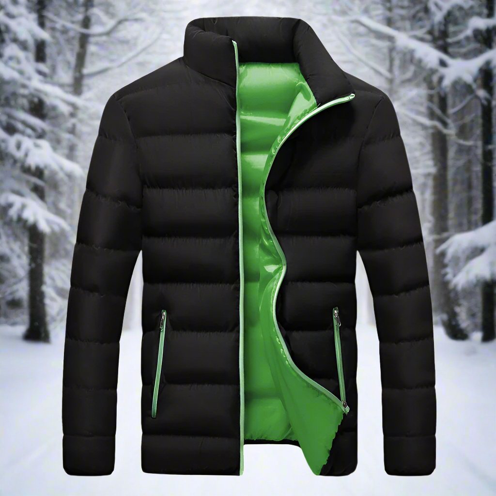 Waterproof Men's Puffer Coat with High Collar Zipper