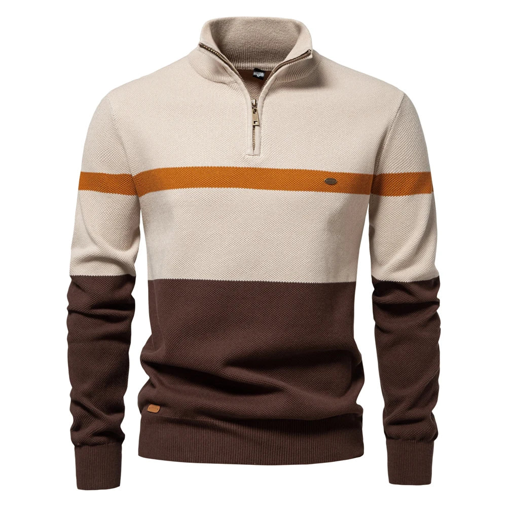 Classic Multicolor Textured Quarter Zip Sweater