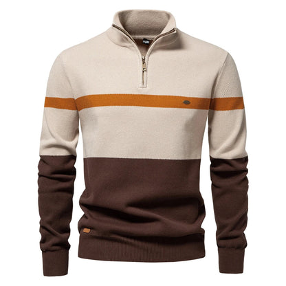 Classic Multicolor Textured Quarter Zip Sweater