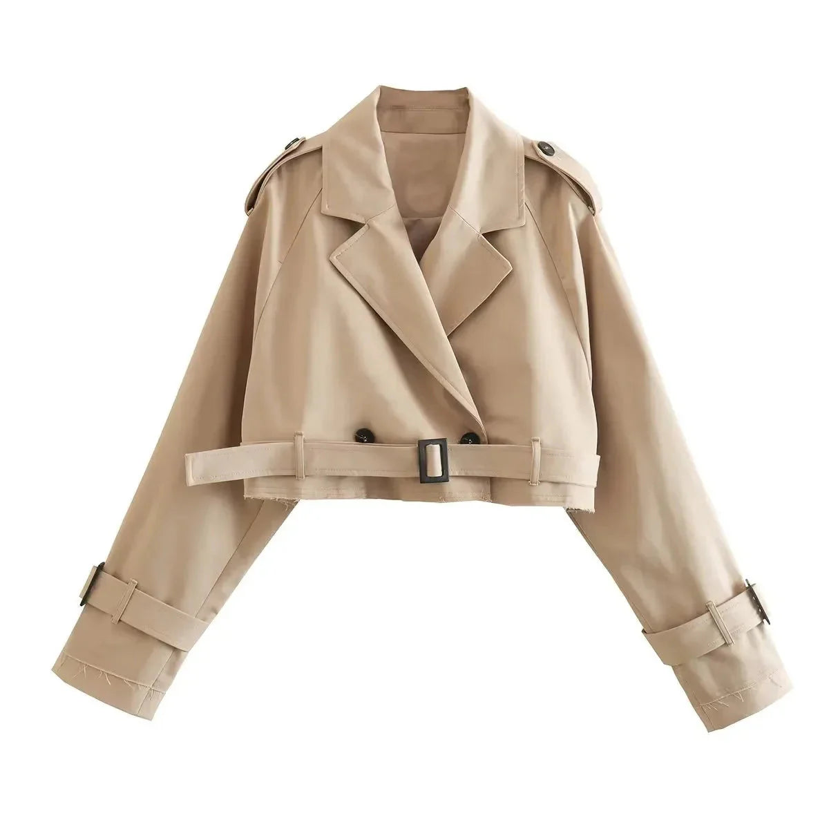 Classic Belted Short Trench Coat for Women - Nocini