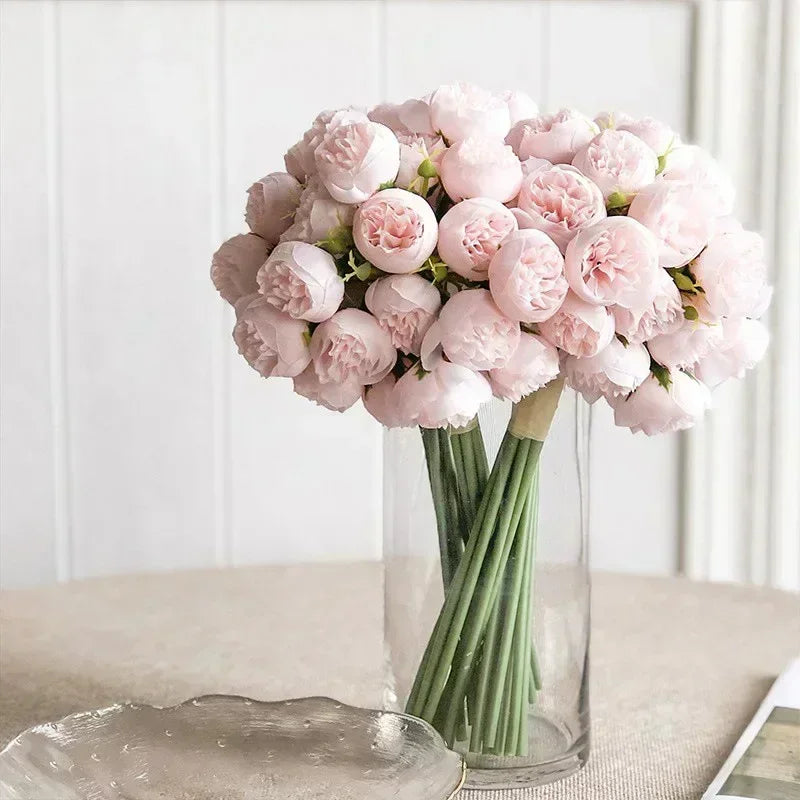 Elegant Artificial Flower Arrangement in Clear Vase - Nocini