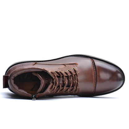 Tall Brown Genuine Leather Boots