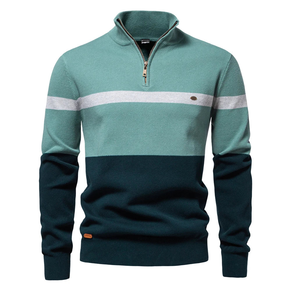 Classic Multicolor Textured Quarter Zip Sweater