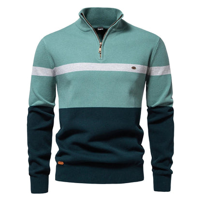 Classic Multicolor Textured Quarter Zip Sweater