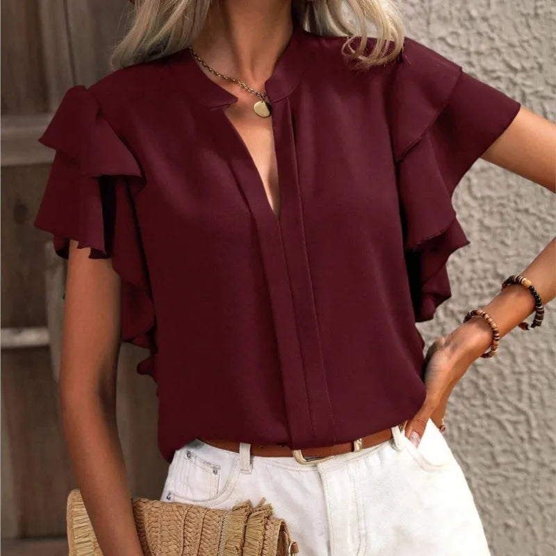 Fashionable Blouse with Beautiful Gathered Sleeves
