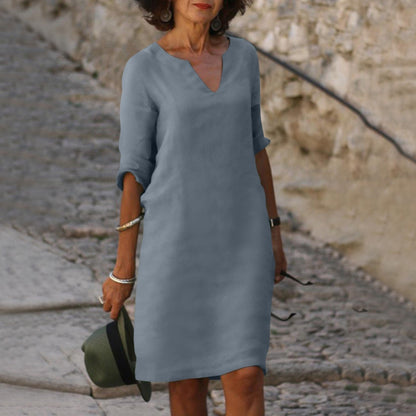 Sunny Sleeveless V Neck Summer Dress